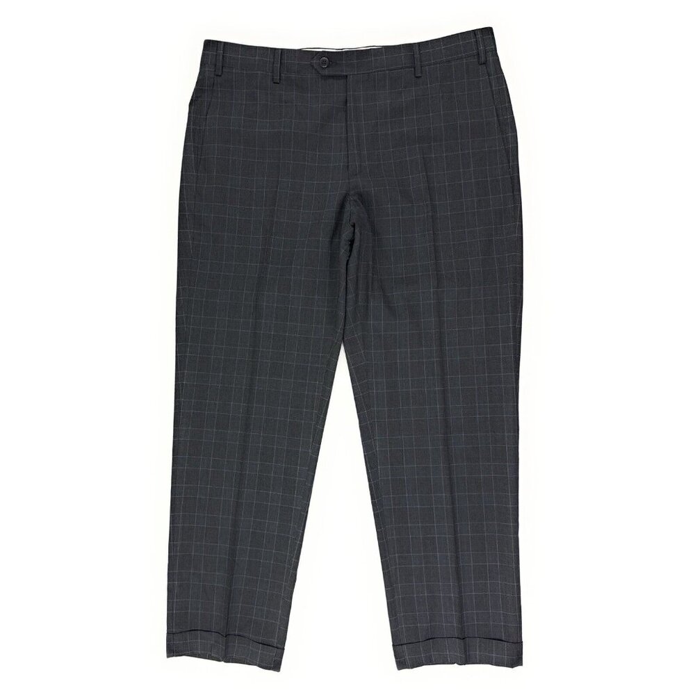 Zanella Parker Wool Dress Pants Mens Size 38x29 Slacks Trousers Gray Blue Cuffed - Picture 2 of 12
